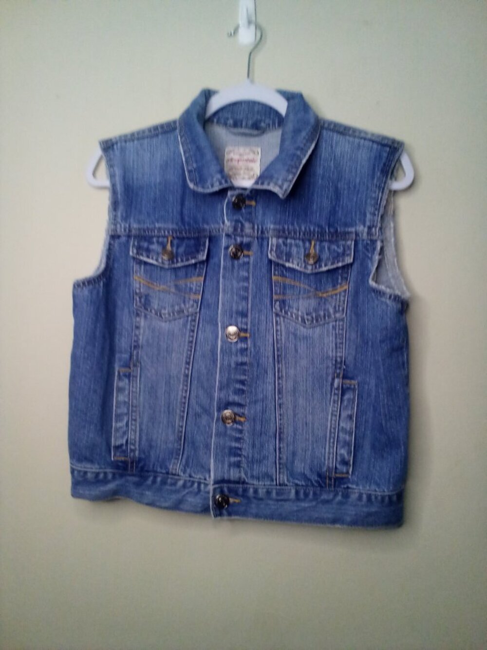 Aeropostale Denim Vest Women L Button Up Sleeveless Jacket Y2K Blue - Picture 2 of 14